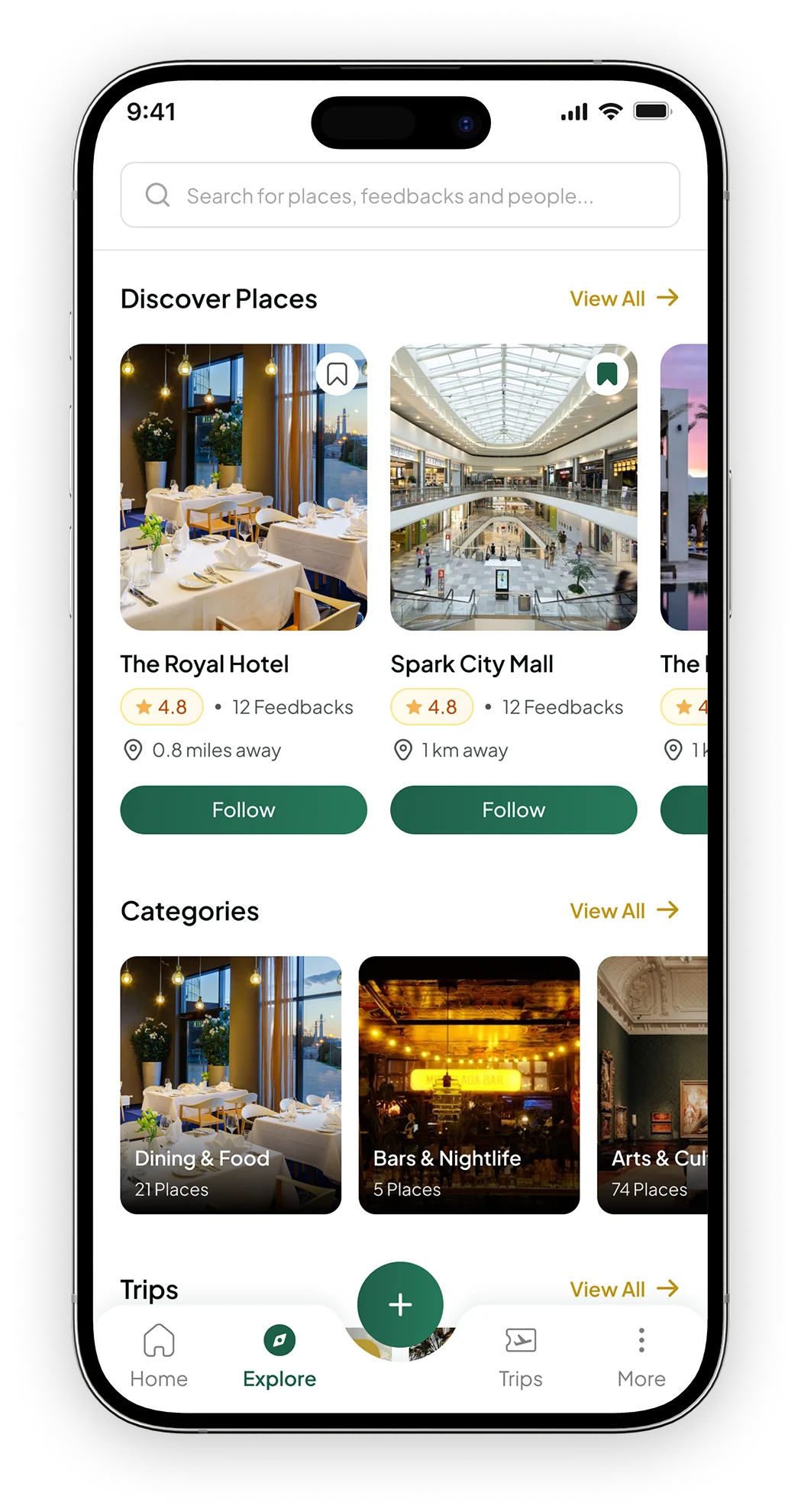Mobile app travel interface