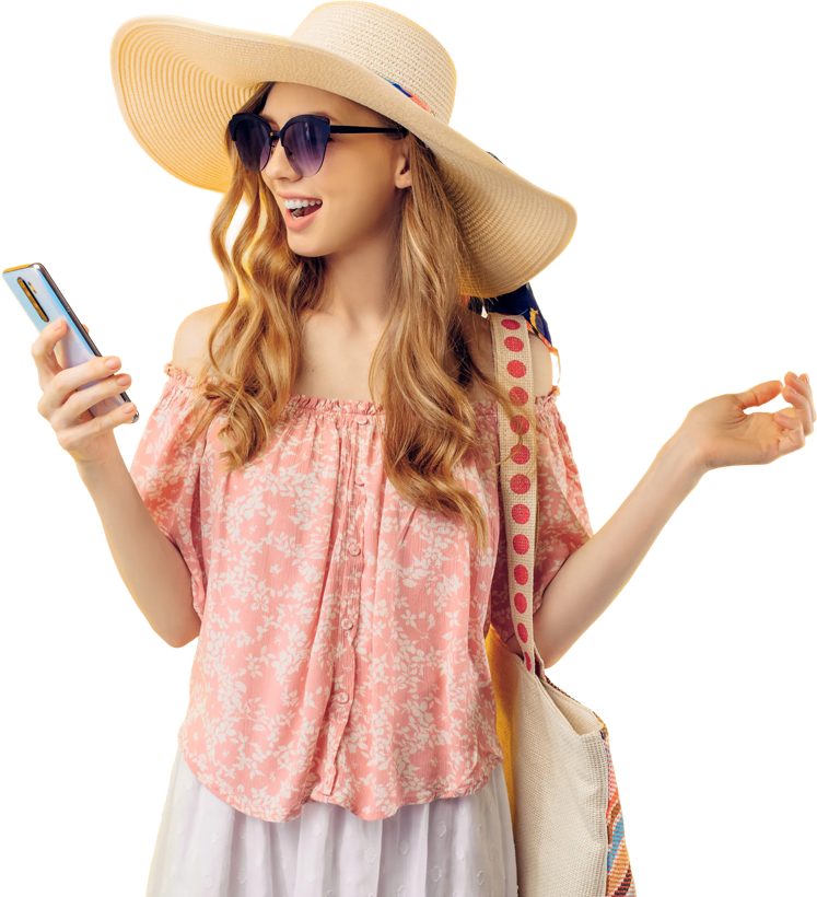 Traveler using the Roovio app