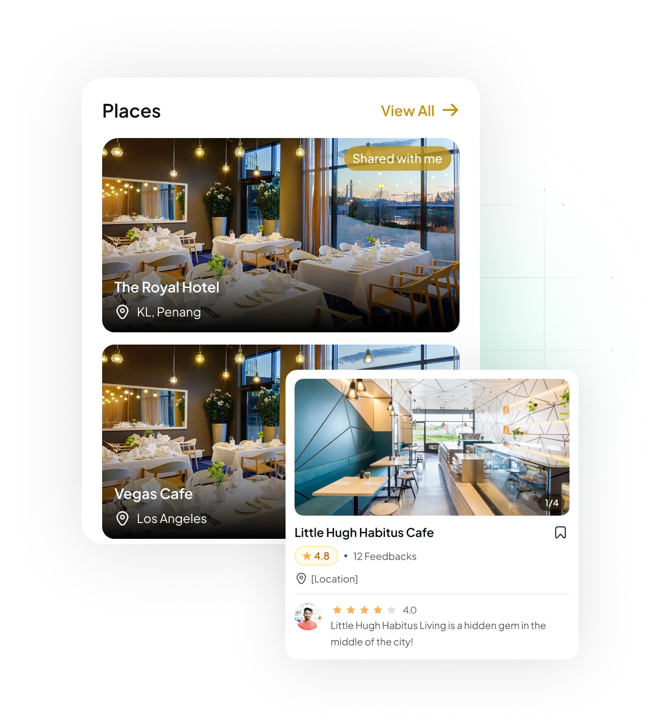 Saved places interface