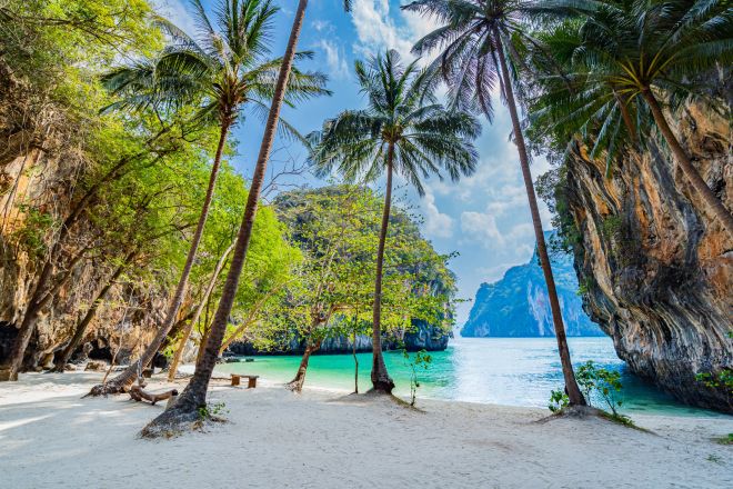 Tropical beach and cliffs